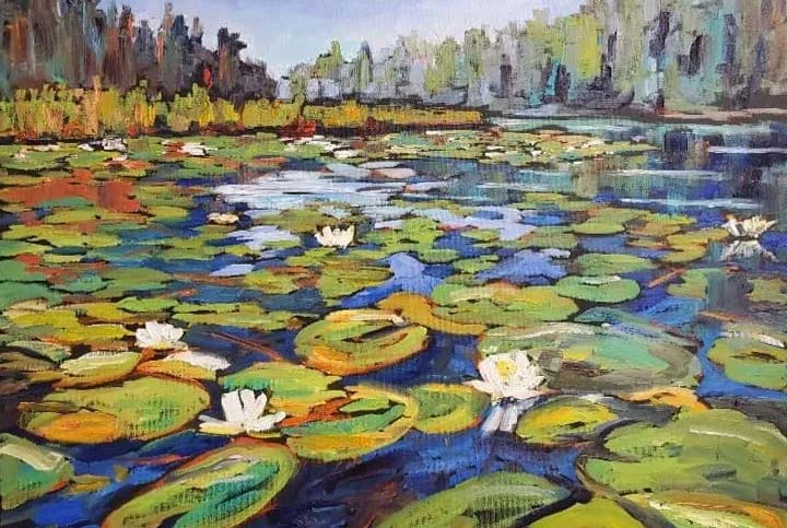 C2506E: J. Hall Impressionist Landscape