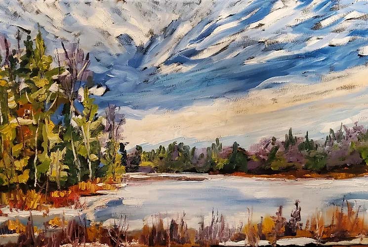 C2506E: J. Hall Impressionist Landscape